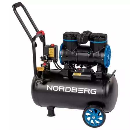 NORDBERG NCEO24/250 Компрессор поршневой безмасляный 220В, ресивер 24л, 250л/мин