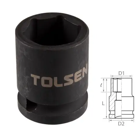 Головка торцевая ударная шестигранная 1/2", 21 мм, TOLSEN TT18221