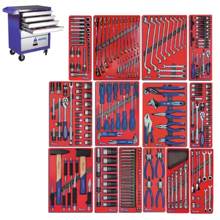 Инструментальная тележка и набор инструментов, 270 предметов Мастак 52-270B