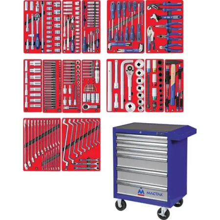 Набор инструментов "ПРОФИ" в синей тележке, 299 предметов МАСТАК 52-06299B