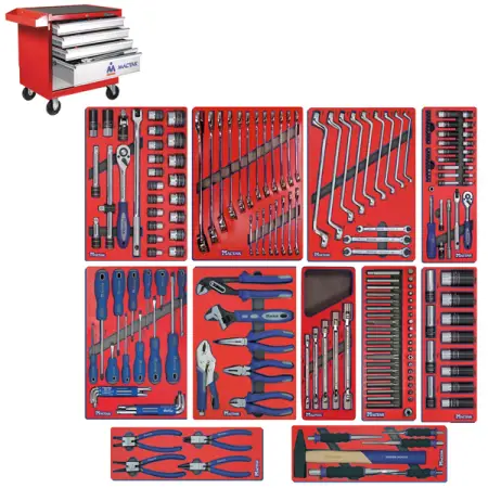 Инструментальная тележка и набор инструментов, 205 предметов Мастак 52-205R