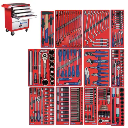 Инструментальная тележка и набор инструментов, 299 предметов Мастак 52-299R