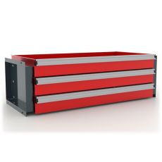 Блок из 3 ящиков для шкафа Premium 842x411x88 мм, серо-красный, Ferrum 13.922-7016/3000
