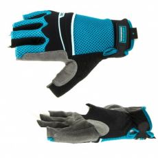 Рабочие перчатки, комбинированные, облегченные, открытые пальцы, черный/синий, Aktiv, Gross, размер М, 90315