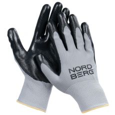 NORDBERG NPG1508GB Перчатки рабочие полиэфирные 15 класс, серо-черные