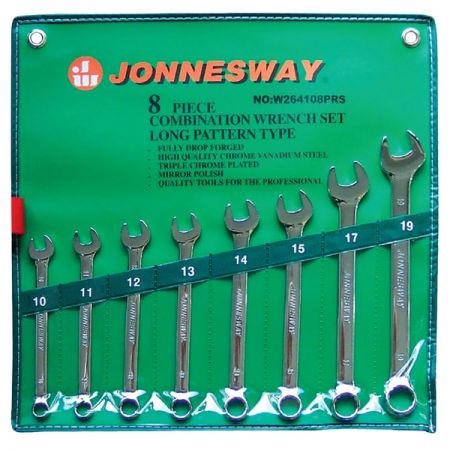 Набор ключей гаечных комбинированных удлиненных в сумке, 10-19 мм, 8 предметов, Jonnesway W264108PRS