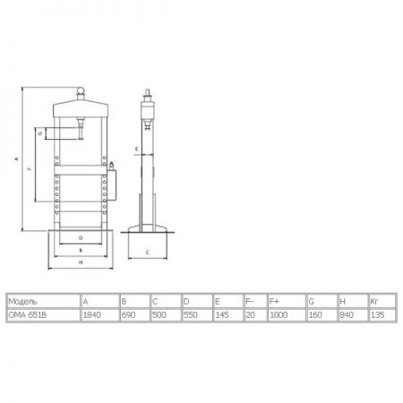Пресс гидравлический с ручным приводом 10 тонн WERTHER-OMA PR10/PM(651B)
