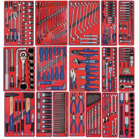 Инструментальная тележка красная и набор инструментов, 323 предмета Мастак 52-323R